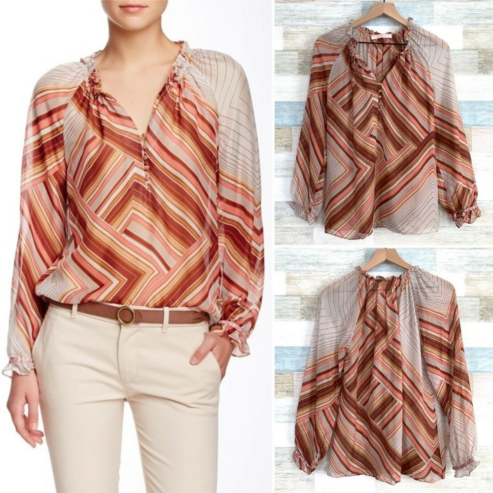Robert Graham Connie Variegated Stripe Silk Blouse